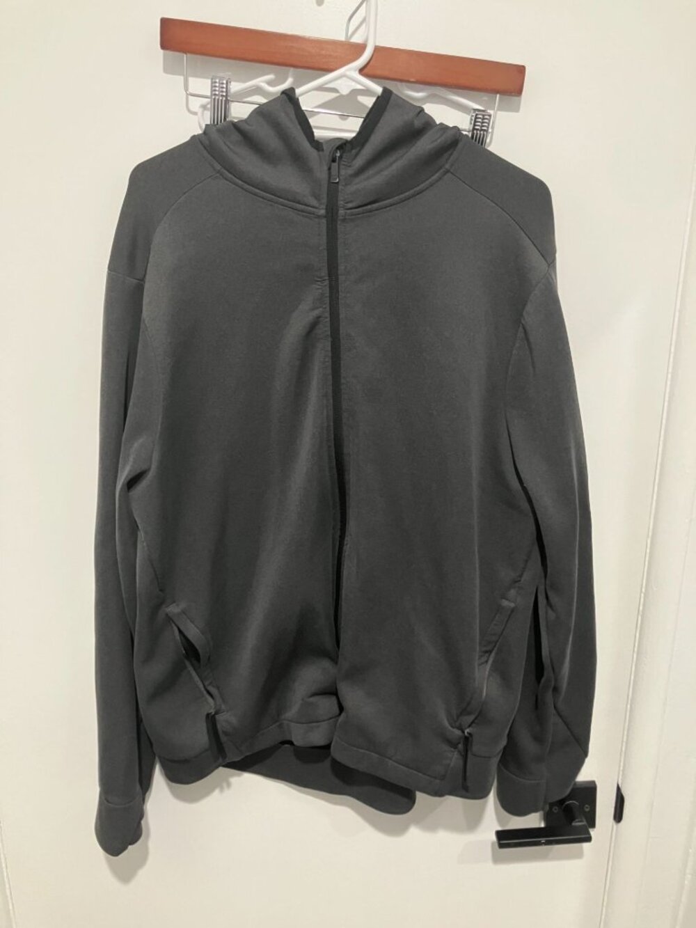 All In Motion Men Full Zip Hoodie Jacket Charcoal Gray Athletic Raglan Large